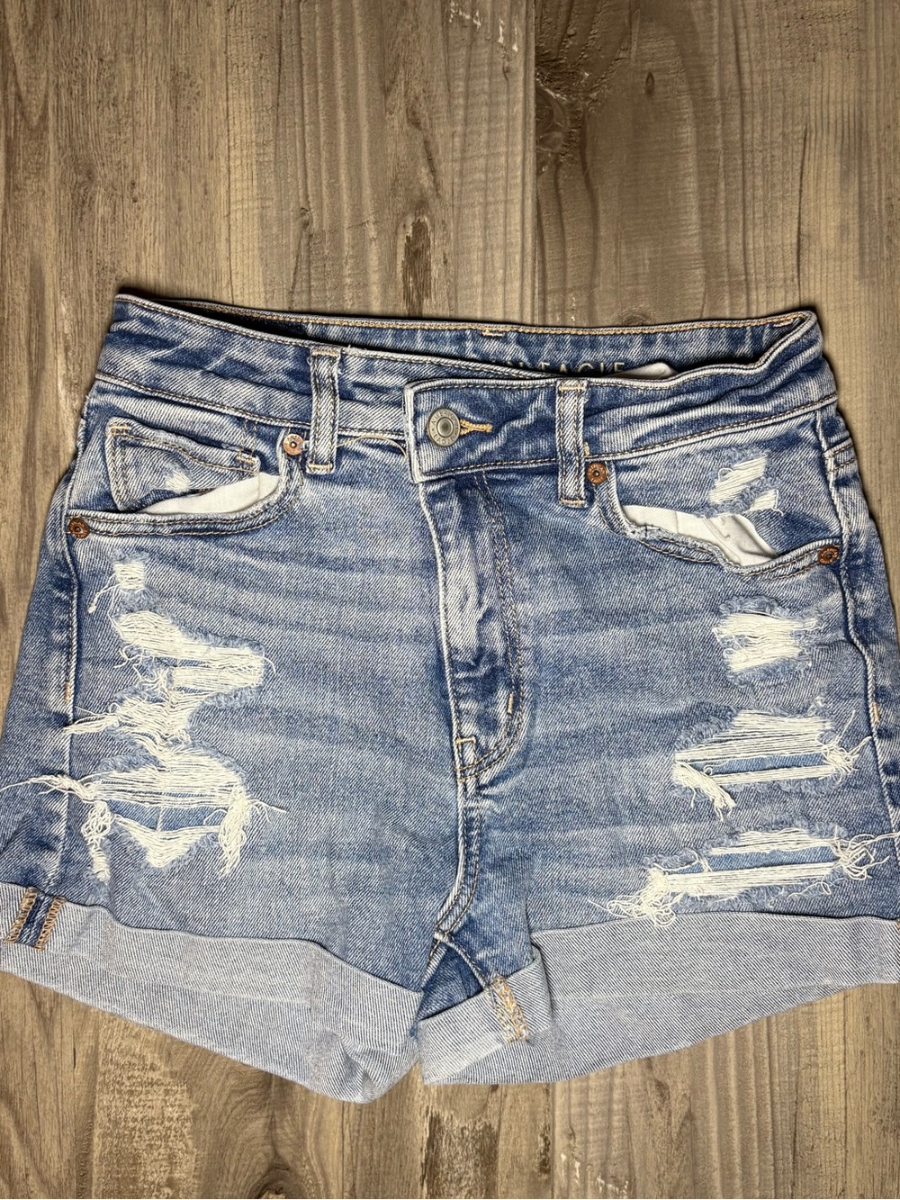 American Eagle Outfitters Light Blue Denim Mom Shorts